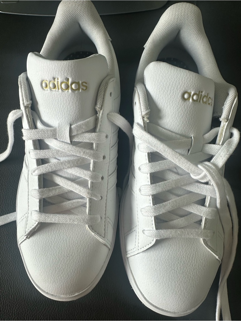 adidas White Sneakers with Gold Dot Insole